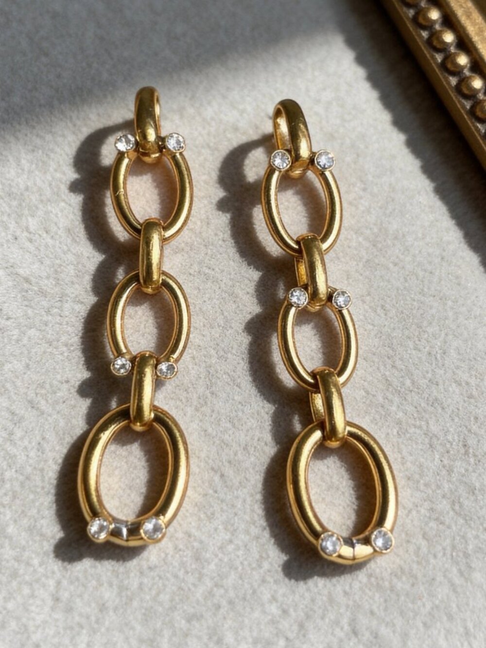 Gold Rhinestone Chain Drop Earrings